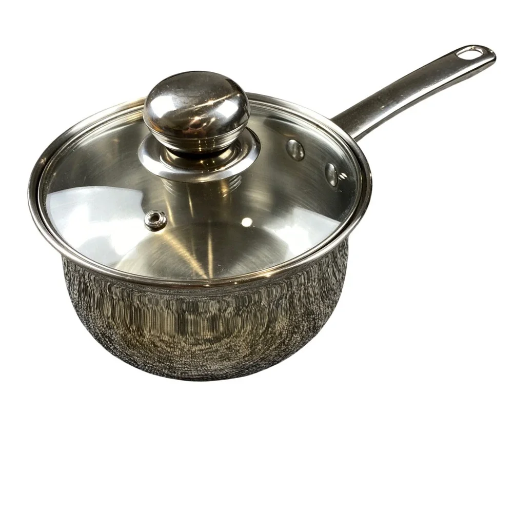 Culinary Edge 2 Qt Saucepan 18 10 Stainless Steel Glass Lid 1.9L